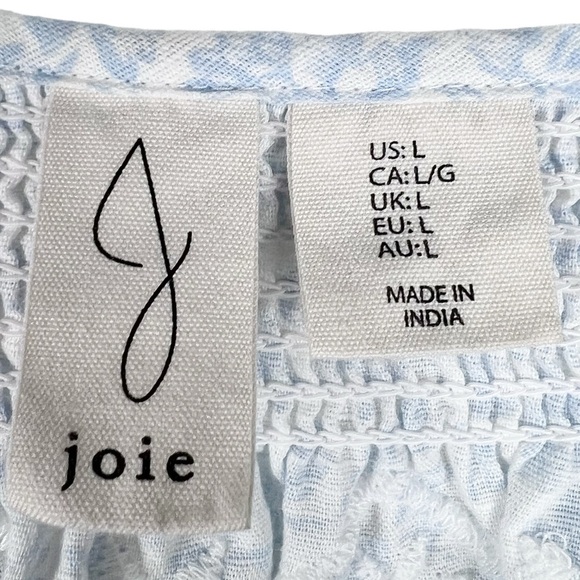 JOIE Cotton/Linen Embroidered Lightweight Peasant Boho Blouse - Picture 3 of 9